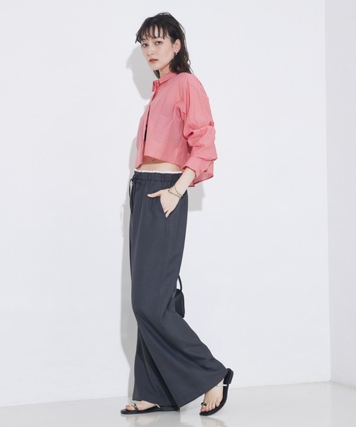 qualite（カリテ）の「コットンシアークロップドシャツ/シアーシャツ/夏服/羽織り（シャツ/ブラウス・レディース・ピンク/モスグリーン/オフホワイト/チャコールグレー・フリー）」の9枚目の写真