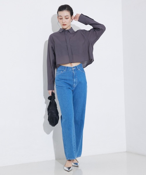 qualite（カリテ）の「コットンシアークロップドシャツ/シアーシャツ/夏服/羽織り（シャツ/ブラウス・レディース・ピンク/モスグリーン/オフホワイト/チャコールグレー・フリー）」の12枚目の写真