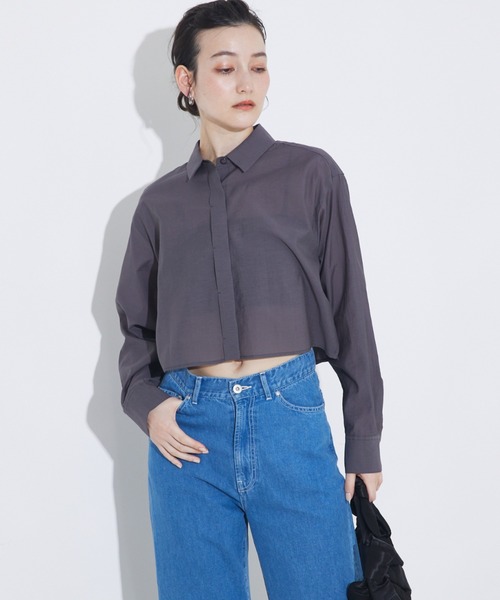 qualite（カリテ）の「コットンシアークロップドシャツ/シアーシャツ/夏服/羽織り（シャツ/ブラウス・レディース・ピンク/モスグリーン/オフホワイト/チャコールグレー・フリー）」の11枚目の写真