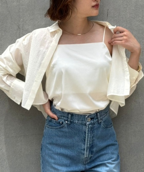 qualite（カリテ）の「コットンシアークロップドシャツ/シアーシャツ/夏服/羽織り（シャツ/ブラウス・レディース・ピンク/モスグリーン/オフホワイト/チャコールグレー・フリー）」の17枚目の写真