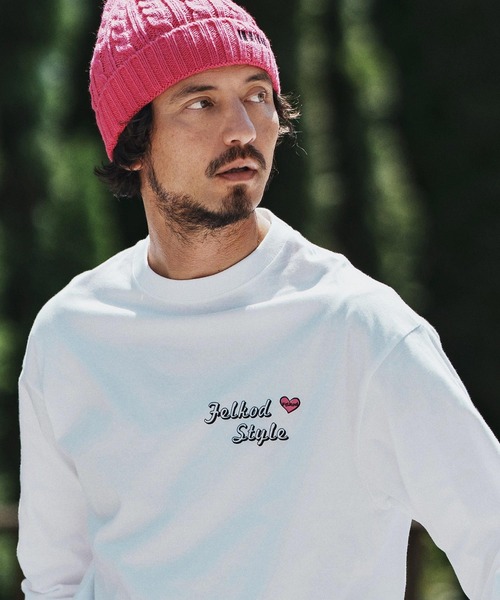felkod（フィルコッド）の「mlt5269- 3D Logo Print Long Sleeve Tee カットソー（Tシャツ/カットソー・メンズ・ホワイト×ブラック/ホワイト×ピンク/ブラック×ピンク・S/M/L/XL）」の4枚目の写真