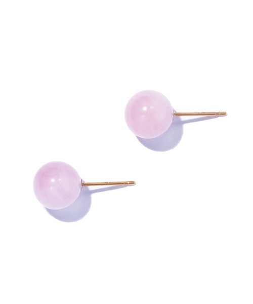 les bon bon 天然石ハピネスピアス ピンクハート　ローズクォーツ10k les bon bon｜tender ear cuff イヤーカフ 天然石 ローズ