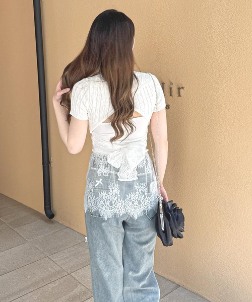 frunco(フランコ)の「バックリボン半袖ニット(ニット/セーター・レディース・ホワイト・FREE)」の12枚目の写真