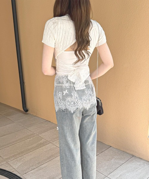frunco(フランコ)の「バックリボン半袖ニット(ニット/セーター・レディース・ホワイト・FREE)」の13枚目の写真