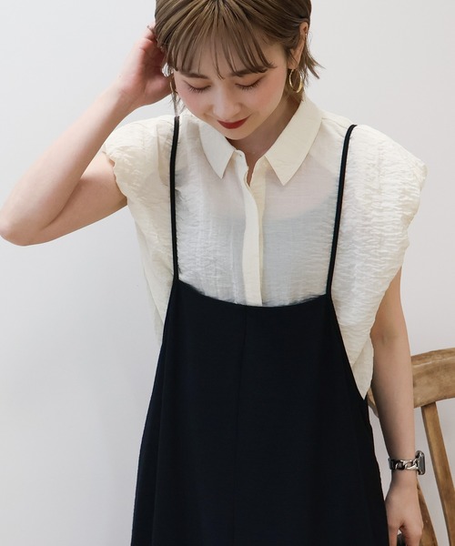 AMERICAN HOLIC(アメリカンホリック)の「バルーンスリーブブラウス(シャツ/ブラウス・レディース・アイボリー/ブラック/ストライプ・L/M)」の7枚目の写真