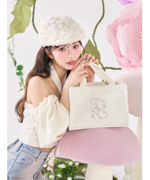 Darich（ダーリッチ）の「DRビジューミニトートバッグ（トートバッグ・レディース・サックスブルー/ブラック/ホワイト/ピンク・FREE）」の2枚目の写真