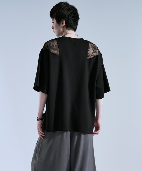 Ellno Loset(エルノロゼット)の「ショルダーレースカットアウトTシャツ(Tシャツ/カットソー・メンズ・ブラック/オフホワイト/ブルー系その他・LARGE/MEDIUM/SMALL)」の13枚目の写真