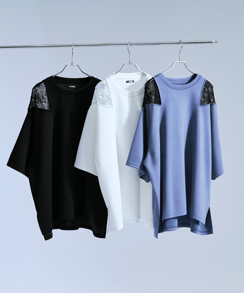 Ellno Loset(エルノロゼット)の「ショルダーレースカットアウトTシャツ(Tシャツ/カットソー・メンズ・ブラック/オフホワイト/ブルー系その他・LARGE/MEDIUM/SMALL)」の16枚目の写真