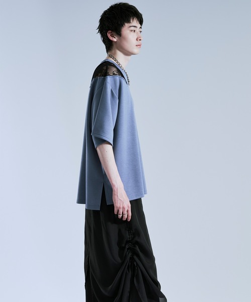 Ellno Loset(エルノロゼット)の「ショルダーレースカットアウトTシャツ(Tシャツ/カットソー・メンズ・ブラック/オフホワイト/ブルー系その他・LARGE/MEDIUM/SMALL)」の21枚目の写真