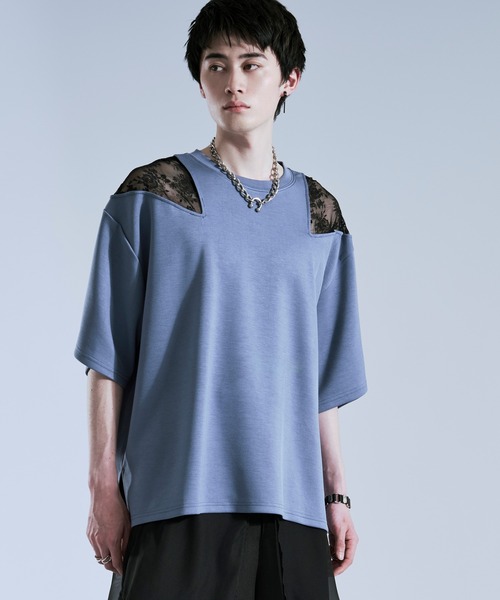 APRIORITY Tシャツ カットアウト レース ユニセックス オーバー ショルダーレースカットアウトTシャツ（Tシャツ/カットソー）｜Ellno