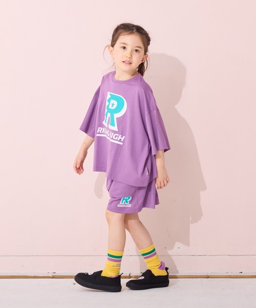 LSP WOW(エルエスピーワオ)の「【LSP WOW!】半袖プリントセットアップ(セットアップ・キッズ・ブラック/パープル/ライトグレー・80/90/100/110/120/130/140/150)」の1枚目の写真