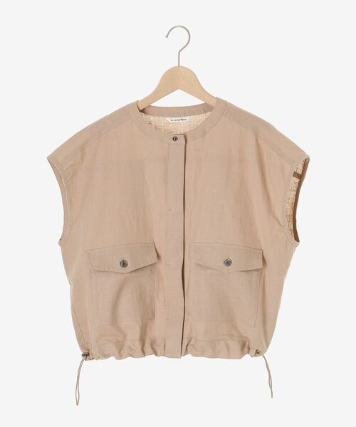 le.coeur blanc（ルクールブラン）の「《手洗い可能》コットン麻ノーカラーシャツジャケット（ノーカラージャケット・レディース・ベージュ/ブラウン/ブラック・38）」の4枚目の写真