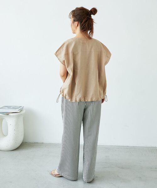 le.coeur blanc（ルクールブラン）の「《手洗い可能》コットン麻ノーカラーシャツジャケット（ノーカラージャケット・レディース・ベージュ/ブラウン/ブラック・38）」の14枚目の写真