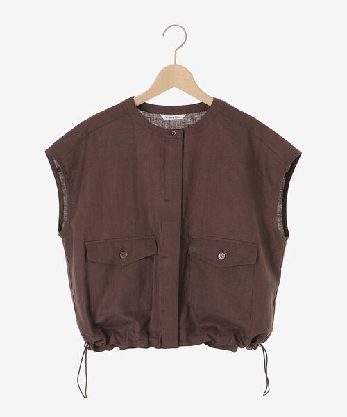 le.coeur blanc（ルクールブラン）の「《手洗い可能》コットン麻ノーカラーシャツジャケット（ノーカラージャケット・レディース・ベージュ/ブラウン/ブラック・38）」の16枚目の写真