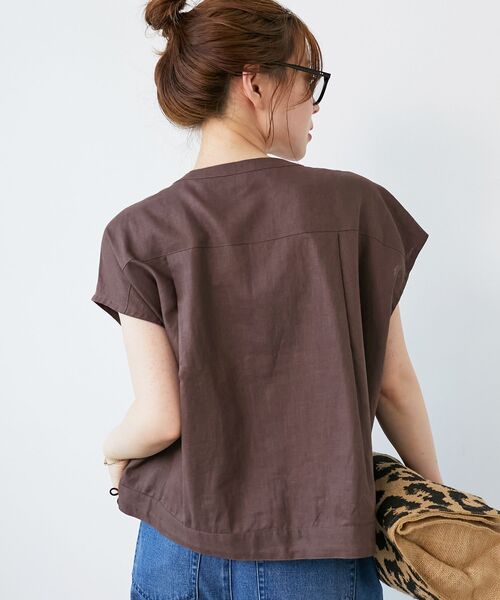 le.coeur blanc（ルクールブラン）の「《手洗い可能》コットン麻ノーカラーシャツジャケット（ノーカラージャケット・レディース・ベージュ/ブラウン/ブラック・38）」の20枚目の写真