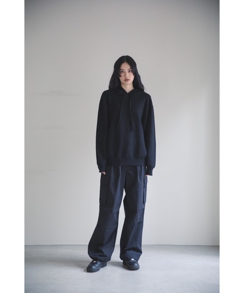 ニット セーター 「hatoooooooooo」12G smouth knit foodie/無地シンプルデザインニットフーディ― レディース メンズ セール】【hatoooooooooo】12G smouth knit foodie/無地シンプル