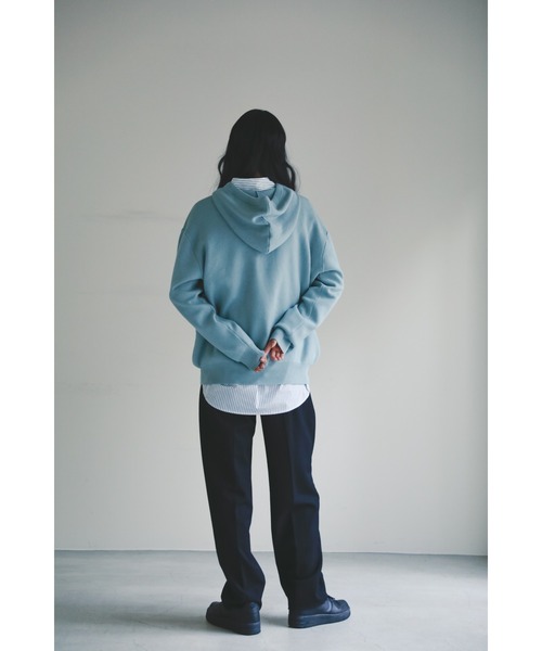 ニット セーター 「hatoooooooooo」12G smouth knit foodie/無地シンプルデザインニットフーディ― レディース メンズ セール】【hatoooooooooo】12G smouth knit foodie/無地シンプル