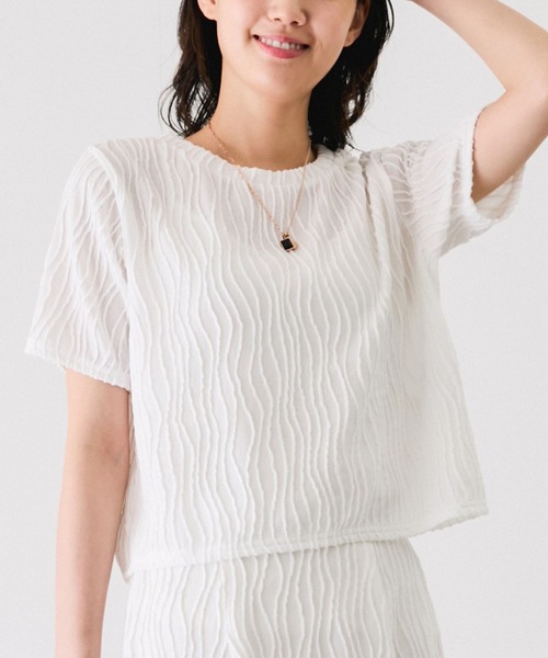 Jayro（ジャイロ）の「なみなみ柄カットソー（Tシャツ/カットソー・レディース・ブラック/ピンク/イエロー/ホワイト系その他・M）」の2枚目の写真