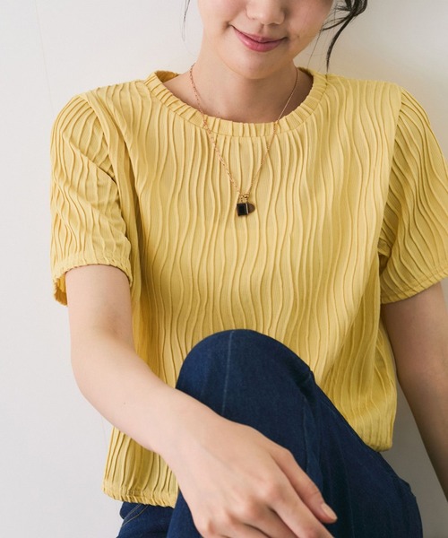 Jayro（ジャイロ）の「なみなみ柄カットソー（Tシャツ/カットソー・レディース・ブラック/ピンク/イエロー/ホワイト系その他・M）」の3枚目の写真