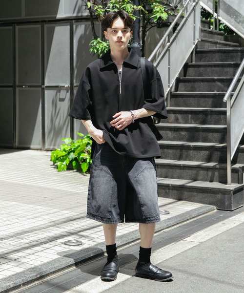 SENSE OF PLACE by URBAN RESEARCH（センスオブプレイスバイアーバンリサーチ）の「ダブルニーワイドデニムショーツ（その他パンツ・メンズ・インディゴブルー/ブラック・MEDIUM/LARGE）」の9枚目の写真