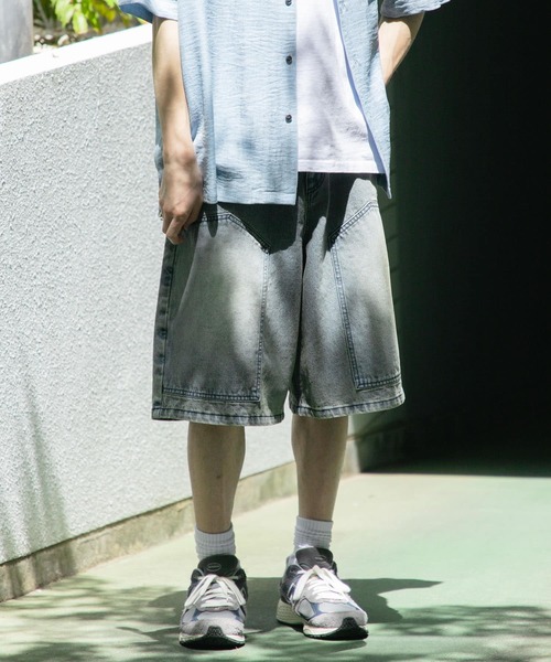 SENSE OF PLACE by URBAN RESEARCH（センスオブプレイスバイアーバンリサーチ）の「ダブルニーワイドデニムショーツ（その他パンツ・メンズ・インディゴブルー/ブラック・MEDIUM/LARGE）」の14枚目の写真