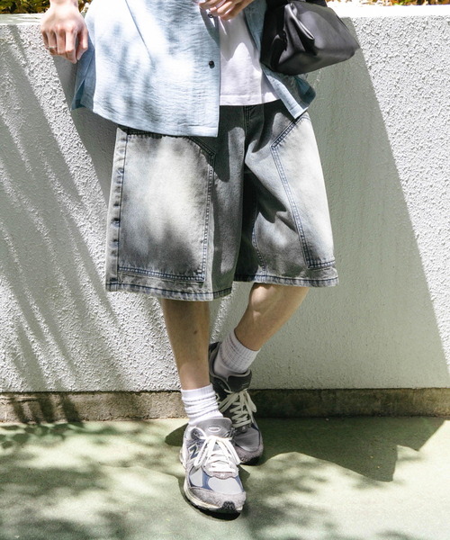 SENSE OF PLACE by URBAN RESEARCH（センスオブプレイスバイアーバンリサーチ）の「ダブルニーワイドデニムショーツ（その他パンツ・メンズ・インディゴブルー/ブラック・MEDIUM/LARGE）」の15枚目の写真