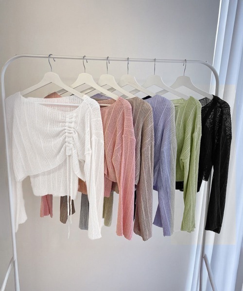 Miniministore(ミニミニストア)の「【2点セット】ドローストリング ニットアンサンブル春夏(アンサンブル・レディース・ホワイト/ピンク/ライトグリーン/モカ/ラベンダー/イエロー/グレー/ブラック・FREE)」の19枚目の写真