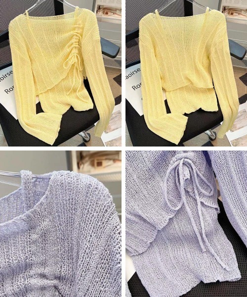 Miniministore(ミニミニストア)の「【2点セット】ドローストリング ニットアンサンブル春夏(アンサンブル・レディース・ホワイト/ピンク/ライトグリーン/モカ/ラベンダー/イエロー/グレー/ブラック・FREE)」の17枚目の写真