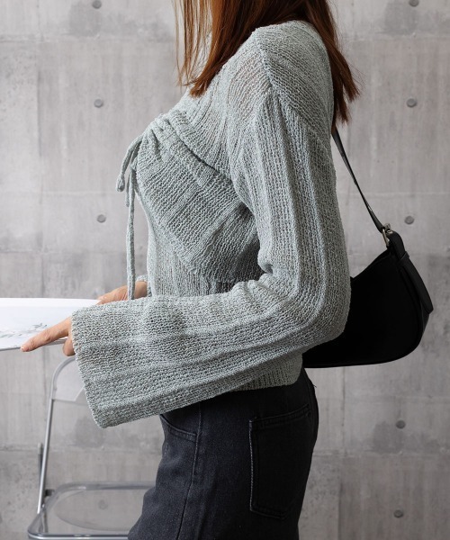 Miniministore(ミニミニストア)の「【2点セット】ドローストリング ニットアンサンブル春夏(アンサンブル・レディース・ホワイト/ピンク/ライトグリーン/モカ/ラベンダー/イエロー/グレー/ブラック・FREE)」の15枚目の写真