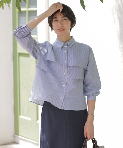 J.PRESS(ジェイプレス)の「COTTON TEX ブラウス(シャツ/ブラウス・レディース・ネイビー系1/サックスブルー系/ライトグレー系・11/9)」の2枚目の写真