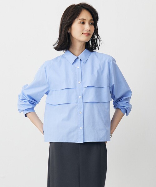J.PRESS(ジェイプレス)の「COTTON TEX ブラウス(シャツ/ブラウス・レディース・ネイビー系1/サックスブルー系/ライトグレー系・11/9)」の3枚目の写真