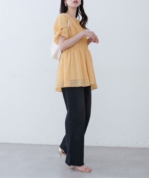 natural couture（ナチュラルクチュール）の「osonoねじり袖ペプラムチュニック（シャツ/ブラウス・レディース・オレンジ/その他1/オフホワイト/サックスブルー/ブラック・FREE）」の15枚目の写真