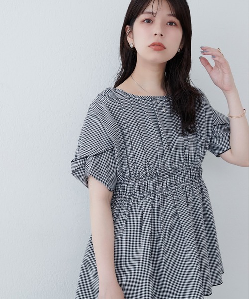 natural couture（ナチュラルクチュール）の「osonoねじり袖ペプラムチュニック（シャツ/ブラウス・レディース・オレンジ/その他1/オフホワイト/サックスブルー/ブラック・FREE）」の12枚目の写真