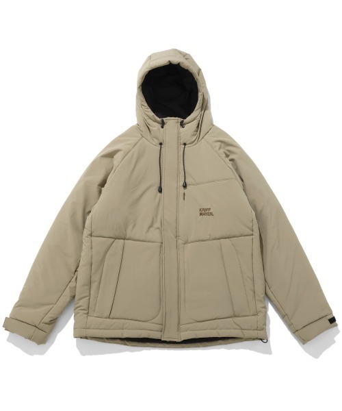 着画あります　Mahf フード付きベージュジャケット M 軽撥水・防汚】中綿アクティブフードジャケット（マウンテンパーカー