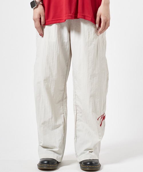 セール】Nylon pants with embroidery design / 刺繍デザイン ナイロン
