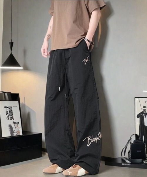 セール】Nylon pants with embroidery design / 刺繍デザイン ナイロン