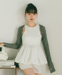 ロングスリーブプレートリブボレロ