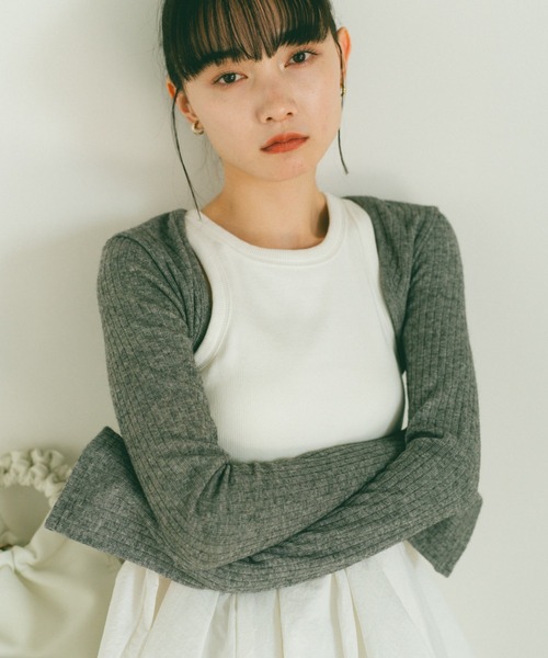 VANNIE U(ヴァニーユー)の「ロングスリーブプレートリブボレロ(カーディガン/ボレロ・レディース・グレー/アイボリー・FREE)」の17枚目の写真