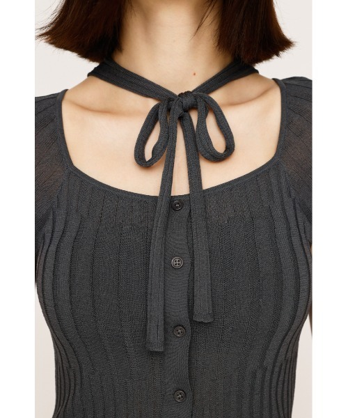 ニット セーター TIE DESIGN HG TOPS タイデザイン ハイゲージ トップス 夏服 サマーニット 半袖 シアートップス レディース SLY ニット セーター TIE DESIGN HG TOPS タイデザイン