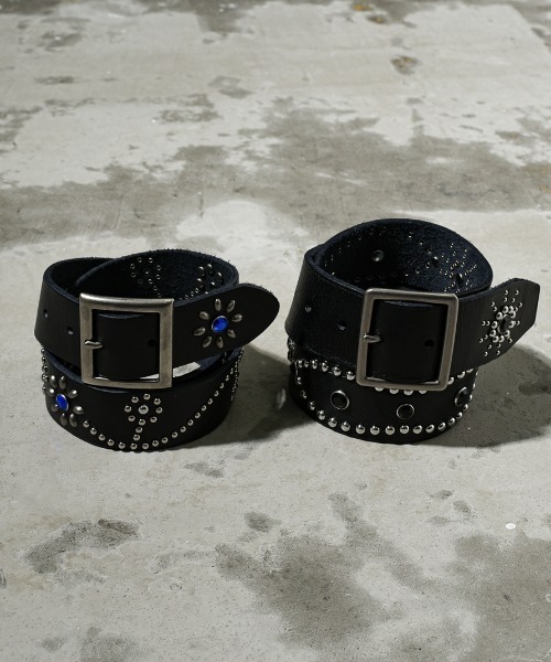 【完売品】スタッズベルト ブラックA’gem/エージェム HTC似 A'GEM/9 × .kom 『A'gem/エージェム』 フラワースタッズベルト（ベルト