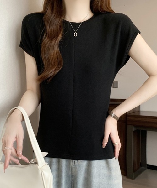 Lace Ladies(レースレディース)の「フロント ステッチ クルーネック フレンチスリーブ Tシャツ(Tシャツ/カットソー・レディース・ブラック/ホワイト/グレイッシュベージュ/グレー・XL/M/S)」の11枚目の写真