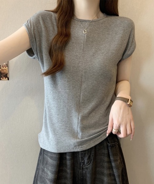 Lace Ladies(レースレディース)の「フロント ステッチ クルーネック フレンチスリーブ Tシャツ(Tシャツ/カットソー・レディース・ブラック/ホワイト/グレイッシュベージュ/グレー・XL/M/S)」の16枚目の写真