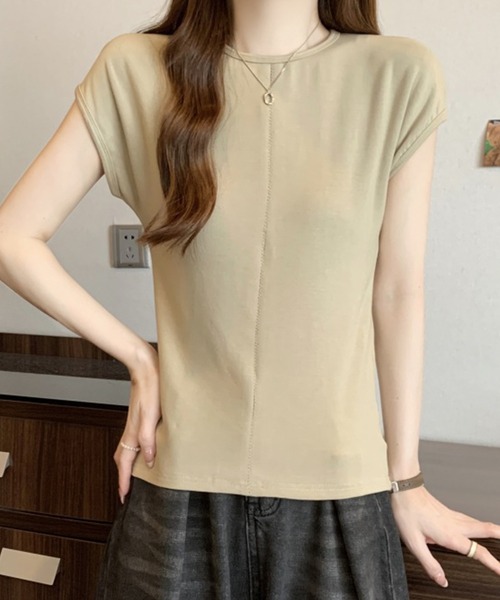 Lace Ladies(レースレディース)の「フロント ステッチ クルーネック フレンチスリーブ Tシャツ(Tシャツ/カットソー・レディース・ブラック/ホワイト/グレイッシュベージュ/グレー・XL/M/S)」の20枚目の写真