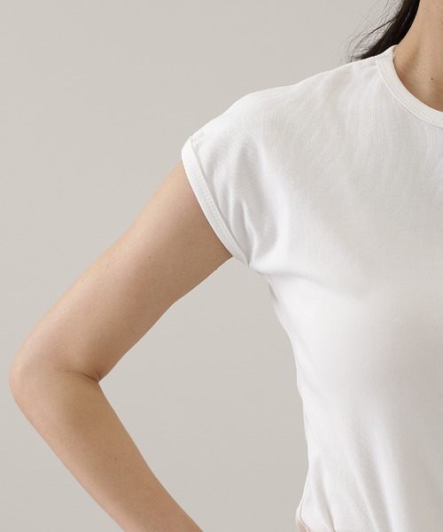Lace Ladies(レースレディース)の「フロント ステッチ クルーネック フレンチスリーブ Tシャツ(Tシャツ/カットソー・レディース・ブラック/ホワイト/グレイッシュベージュ/グレー・XL/M/S)」の6枚目の写真