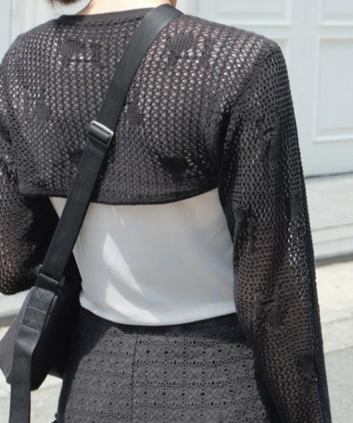 HONEY MI HONEY（ハニーミーハニー）の「logo tulle two-way tops（Tシャツ/カットソー・レディース・ベージュ/オフホワイト/ブラック・FREE）」の20枚目の写真