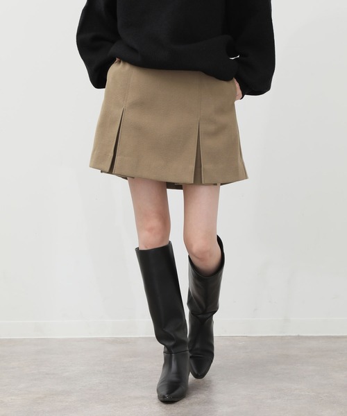 NOGLE（ノグル）の「【NOGLE/ノグル】ウールテックプリーツミニスカート（スカート・レディース・グレー/ベージュ/ブラウン・S/M）」の4枚目の写真