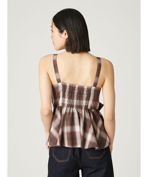 FRAY I.D（フレイアイディー）の「オンブレラメチェックリボンキャミ（キャミソール・レディース・イエロー/ブラウン/アイボリー・0/1）」の15枚目の写真