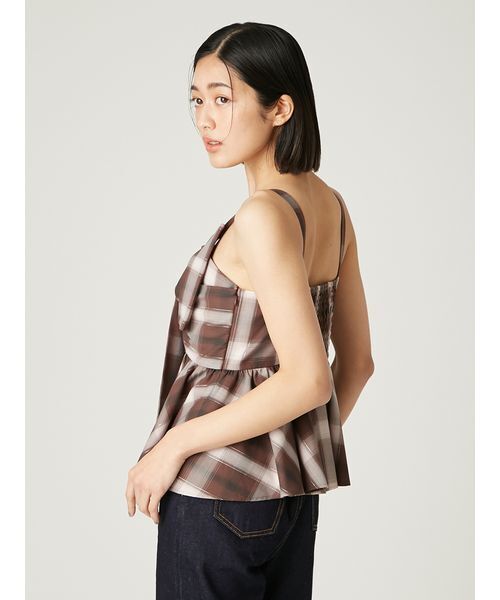 FRAY I.D（フレイアイディー）の「オンブレラメチェックリボンキャミ（キャミソール・レディース・イエロー/ブラウン/アイボリー・0/1）」の16枚目の写真