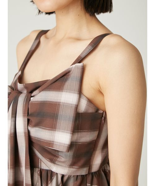 FRAY I.D（フレイアイディー）の「オンブレラメチェックリボンキャミ（キャミソール・レディース・イエロー/ブラウン/アイボリー・0/1）」の18枚目の写真