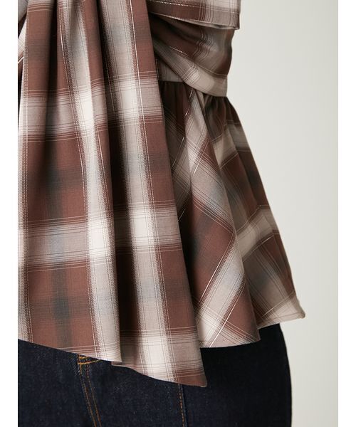 FRAY I.D（フレイアイディー）の「オンブレラメチェックリボンキャミ（キャミソール・レディース・イエロー/ブラウン/アイボリー・0/1）」の20枚目の写真